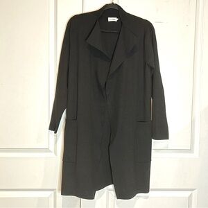 R Label The Reset Black Knit Lapel Long Open Pocket Cardigan S